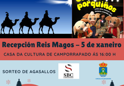 Boqueixón abre inscricións na recepción dos Reis Magos, que terá lugar na Casa da Cultura de Camporrapado e incluirá un espectáculo infantil